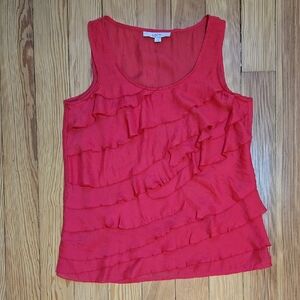 LOFT Vibrant Red/Pink Layered Blouse